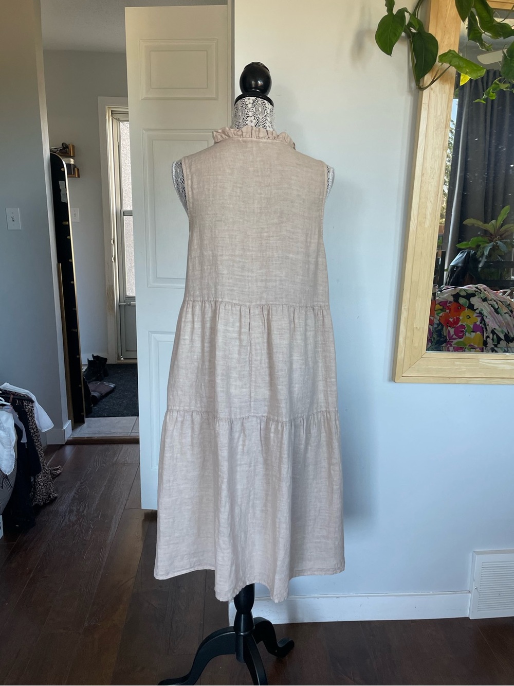 🌟 HOST PICK 💯 Linen European Summer Made Italy Oversized Tiered Midi Dress Small - Picture 7 of 10